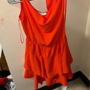 Fav Lux orange ruffle dress with low neck size L